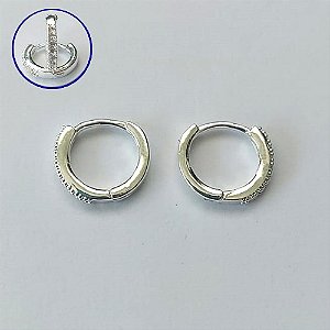BRINCO FOLHEADO A PRATA COM 50 MILÉSIMO+ VERNIZ DIAMOND BRINCO DE ARGOLA COM 1 FILEIRA DE MICRO ZIRCÔNIAS 15MM PRA692