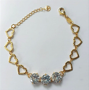 PULSEIRA FOLHEADO A OURO( TAMANHO 18CM) + EXTENSOR ZIRCONIAS DE 10MM/BASE EM ALTA FUSÃOOURO677