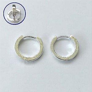 BRINCO FOLHEADO A PRATA COM 50 MILÉSIMO+ VERNIZ DIAMOND BRINCO DE ARGOLA COM 1 FILEIRA DE MICRO ZIRCÔNIAS 15MM PRA698