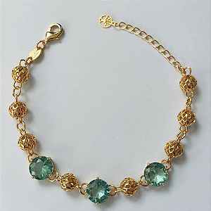 PULSEIRA FOLHEADO A OURO( TAMANHO 18CM) + EXTENSOR ZIRCONIAS DE 10MM/BASE EM ALTA FUSÃOOURO678