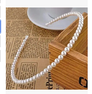 TIARAS ARQUIONHO Feminino Com Pérolas Para Cabelo (PEROLA BRANCA DE 10MM - BIJU000124