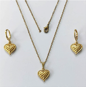 CONJUNTO NO BRUTO PRONTO PARA O BANHO(E2875)PESO TOTAL 2.6GR - COM CORRENTE CADEADO E BRINCO COM BASE ARGOLINHA DE PRESSÃO BRU3346