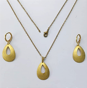 CONJUNTO NO BRUTO PRONTO PARA O BANHO(V2657)PESO TOTAL 3.2GR - COM CORRENTE CADEADO E BRINCO COM BASE ARGOLINHA DE PRESSÃO BRU3348