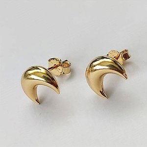 BRINCO FOLHEADO A OURO - BANHADO COM 5 MILÉSIMOS + VERNIZ DIAMOND - BRINCO DE PINO COM LUA 12MM - OURO757