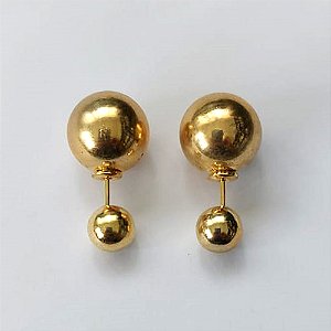 BRINCO FOLHEADO A OURO - BANHADO COM 5 MILÉSIMOS + VERNIZ DIAMOND - BRINCO DE PINO COM BOLA PEQUENA E GRANDE - OURO763