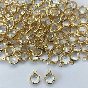 ACESSÓRIO NO BRUTO PRONTO PARA O BANHO - PINGENTE PEQUENO REDONDO 8MM CRISTAL - PESO TOTAL 0,7GR - COMPOSIÇÃO: LATÃO / VIDRO (VENDIDO POR UNIDADE) BRU0003371