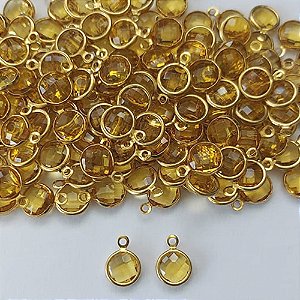 ACESSÓRIO NO BRUTO PRONTO PARA O BANHO - (POTE) PINGENTE PEQUENO REDONDO 8MM AMARELO - PESO TOTAL 0,7GR - COMPOSIÇÃO: LATÃO / VIDRO (VENDIDO POR UNIDADE) BRU0003372