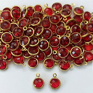 ACESSÓRIO NO BRUTO PRONTO PARA O BANHO - PINGENTE PEQUENO REDONDO 8MM VERMELHO - PESO TOTAL 0,7GR - COMPOSIÇÃO: LATÃO / VIDRO (VENDIDO POR UNIDADE) BRU0003374