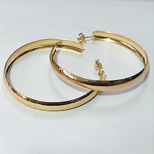 BRINCO FOLHEADO A OURO - BANHADO COM 5 MILÉSIMOS + VERNIZ DIAMOND - BRINCO DE ARGOLA 6X55MM - OURO867