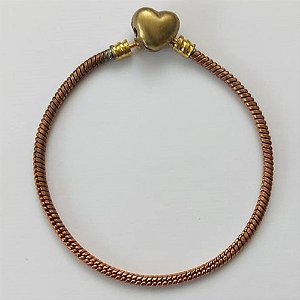 ACESSÓRIO PULSEIRA NO BRUTO PRONTA PARA O BANHO - PULSEIRA TIPO PANDORA - TAMANHO ''16CM'' PESO TOTAL 11.5GR - COMPOSIÇÃO 100% LATÃO (COM FECHO DE CORAÇÃO) - BRU16316