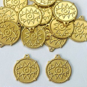 ACESSÓRIO NO BRUTO PRONTO PARA O BANHO - (4687) (CX.24) OLHO GREGO 20MM - PESO TOTAL 2GR - COMPOSIÇÃO: 100% LATÃO - BRU0003395