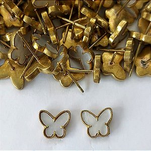 BRINCO NO BRUTO PRONTO PARA O BANHO - (CX,19) BRINCO DE PINO BORBOLETA MADRE PÉROLA 10MM - PESO 1,4GR - BRU16325