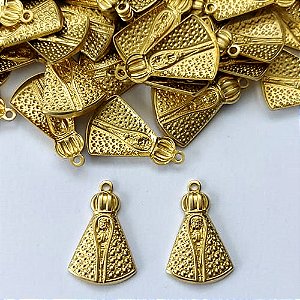 ACESSÓRIO NO BRUTO PRONTO PARA O BANHO - (5739) (CX.19) PINGENTE NOSSA SRA APARECIDA 17MM - COMPOSIÇÃO: 100% LATÃO - PESO: 0,7GR - BRU0003406