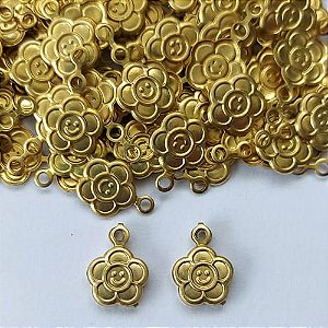 ACESSÓRIO NO BRUTO PRONTO PARA O BANHO - (1320) PINGENTE FLOR DUPLA 8MM - COMPOSIÇÃO: 100% LATÃO - PESO: 0,4GR - BRU0003407