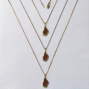 GARGANTILHA NO BRUTO PRONTA PARA O BANHO - KIT COM 3 CORRENTES VENEZIANAS 45CM E PINGENTES NUVEM EM RESINA MARROM 16MM - PESO TOTAL 8,4GR - BRU16330