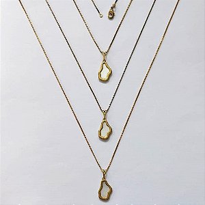 GARGANTILHA NO BRUTO PRONTA PARA O BANHO - KIT COM 3 CORRENTES VENEZIANAS 45CM E PINGENTES NUVEM EM RESINA MADRE PÉROLA 16MM - PESO TOTAL 8,4GR - BRU16331