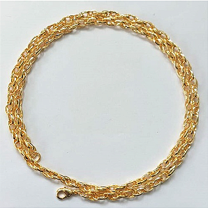 CORRENTE FOLHEADO A OURO COM CORRENTE MAIS FECHO LAGOSTA - BANHADO COM 5 MILÉSIMOS + VERNIZ DIAMOND - TAMANHO 60CM - OURO886