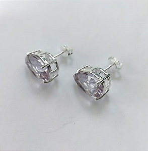 BRINCO FOLHEADA A PRATA COM 50 MILÉSIMOS + VERNIZ DIAMOND - BRINCOS DE PINO COM BASE EM ALTA FUSÃO E PEDRA EM ZIRCÔNIA GOTA 10X14MM-PRA753