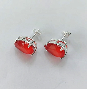 BRINCO FOLHEADA A PRATA COM 50 MILÉSIMOS + VERNIZ DIAMOND - BRINCOS DE PINO COM BASE EM ALTA FUSÃO E PEDRA EM ZIRCÔNIA GOTA 10X14MM-PRA754