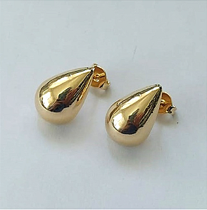 BRINCO FOLHEADO A OURO 5 MILÉSIMOS + VERNIZ DIAMOND -BRINCO DE PINO- TAMANHO 14MM - OURO908