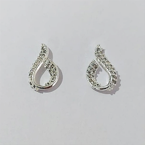 BRINCO FOLHEADA A PRATA COM 50 MILÉSIMOS + VERNIZ DIAMOND - BRINCOS DE PINO COM MICRO ZIRCÔNIAS 12MM -PRA762