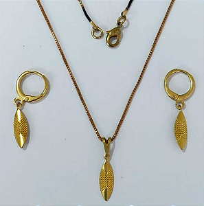 CONJUNTO NO BRUTO PRONTO PARA O BANHO - (E2306) CONJUNTO COM CORRENTE CADEADO 45CM COM BRINCOS ARGOLINHA DE PRESSÃO 13MM - PESO: 1.7GR - COMPOSIÇÃO: 100% LATÃO - BRU0003421