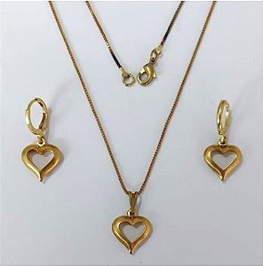 CONJUNTO NO BRUTO PRONTO PARA O BANHO - (E2820) CONJUNTO COM CORRENTE VENEZIANA 45CM COM BRINCOS ARGOLINHA DE PRESSÃO - PESO: 3.9GR - COMPOSIÇÃO: 100% LATÃO - BRU0003424