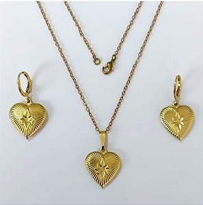 CONJUNTO NO BRUTO PRONTO PARA O BANHO - (3871) CONJUNTO COM CORRENTE CADEADO 45CM COM BRINCOS ARGOLINHA DE PRESSÃO - PESO: 7.2GR - COMPOSIÇÃO: 100% LATÃO - BRU0003427