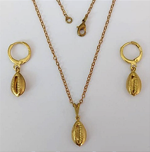 CONJUNTO NO BRUTO PRONTO PARA O BANHO - (E2334)TAMANHO CONCHA 16MM / CONJUNTO COM CORRENTE CADEADO 45CM COM BRINCOS ARGOLINHA DE PRESSÃO - PESO: 3.9GR - COMPOSIÇÃO: 100% LATÃO - BRU0003434