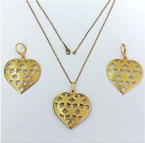 CONJUNTO NO BRUTO PRONTO PARA O BANHO - (436) COTAÇÃO VASADO 35MM / CONJUNTO COM CORRENTE CADEADO 45CM COM BRINCOS ARGOLINHA DE PRESSÃO - PESO: 12.5GR - COMPOSIÇÃO: 100% LATÃO - BRU0003444