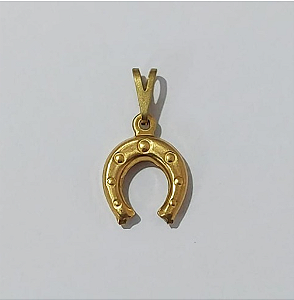 PINGENTE NO BRUTO PRONTO PARA O BANHO (100% LATÃO )(E869) - Ferradura pequena dupla 14MM - PESO: 0,5GR - BRU0003459