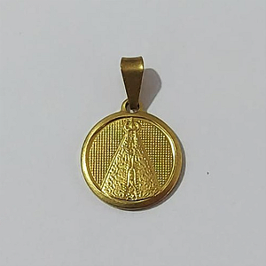 PINGENTE NO BRUTO PRONTO PARA O BANHO (100% LATÃO )(1973) - Redonda 12mm 1 Lado C/ Aparecida 1 Lado Oraçao- PESO: 0,9GR - BRU0003462