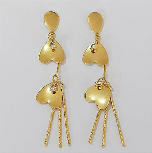 BRINCO FOLHEADO A OURO - BANHADO COM 5 MILÉSIMOS + VERNIZ DIAMOND - BRINCO PINDURICALHO ( TAMANHO 42MM- OURO945