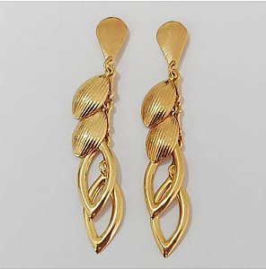 BRINCO FOLHEADO A OURO - BANHADO COM 5 MILÉSIMOS + VERNIZ DIAMOND - BRINCO PINDURICALHO ( TAMANHO 35MM- OURO946