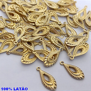 ACESSÓRIO NO BRUTO PRONTO PARA O BANHO - (3079) Gota 13mm Estampado (CX143) COMPOSIÇÃO: 100% LATÃO - PESO: 0,3GR - BRU0003486