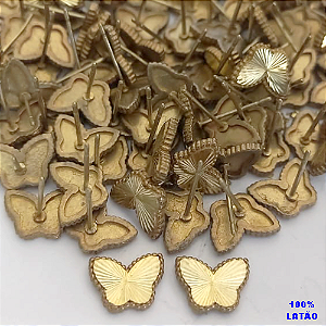 BRINCO NO BRUTO PRONTO PARA O BANHO(CX143)(COMPOSIÇÃO 100% LATÃO TAMANHO 10MM BRINCO DE PINO BORBOLETA - PESO 1.3GR BRU0003493