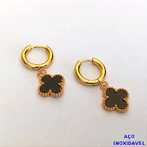 BRINCO EM AÇO INOXIDÁVEL(CX143) BRINCO ARGOLINHA DE PRESSÃO(DOURADO) VAN CLEEF 12MM - COMPOSIÇÃO: AÇO INOXIDÁVEL - AÇO1941