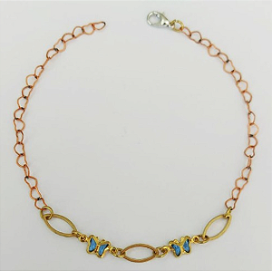 PULSEIRA NO BRUTO PRONTA PARA O BANHO - (CX144) PULSEIRA COM BORBOLETAS SUPER DELICADAS - TAMANHO 18CM - PESO TOTAL 1.9GR - BRU0003502