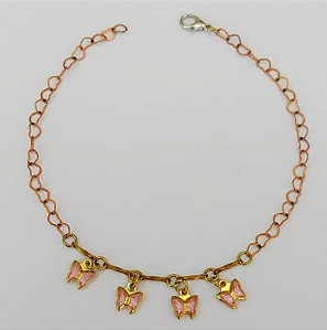 PULSEIRA NO BRUTO PRONTA PARA O BANHO - (CX144) PULSEIRA COM BORBOLETAS SUPER DELICADAS - TAMANHO 18CM - PESO TOTAL 1.9GR - BRU0003503