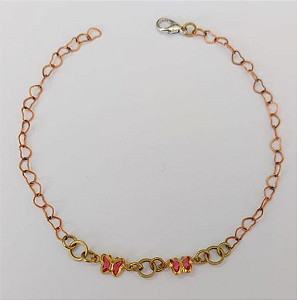 PULSEIRA NO BRUTO PRONTA PARA O BANHO - (CX144) PULSEIRA COM BORBOLETAS SUPER DELICADAS - TAMANHO 18CM - PESO TOTAL 1.9GR - BRU0003504