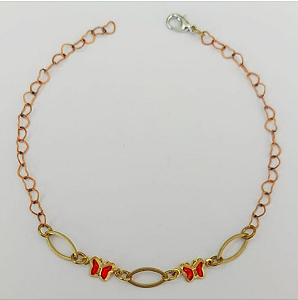 PULSEIRA NO BRUTO PRONTA PARA O BANHO - (CX144) PULSEIRA COM BORBOLETAS SUPER DELICADAS - TAMANHO 18CM - PESO TOTAL 1.9GR - BRU0003505