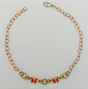 PULSEIRA NO BRUTO PRONTA PARA O BANHO - (CX144) PULSEIRA COM BORBOLETAS SUPER DELICADAS - TAMANHO 18CM - PESO TOTAL 1.9GR - BRU0003506