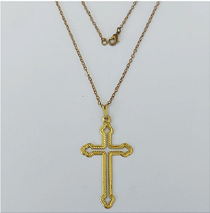 GARGANTILHA NO BRUTO PRONTO PARA O BANHO(3.1243)- COM CORRENTE CADEADO DE 45CM COM FECHO LAGOSTA / PESO 3.4GR - BRU0003510