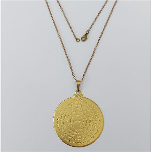 GARGANTILHA NO BRUTO PRONTO PARA O BANHO(535)- COM CORRENTE CADEADO DE 45CM COM FECHO LAGOSTA (Pingente Medalha 40mm C/ Oração Pai Nosso )/ PESO 6.3GR - BRU0003513