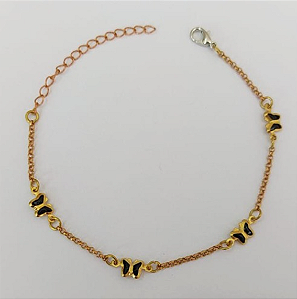 PULSEIRA NO BRUTO PRONTA PARA O BANHO - (CX144) PULSEIRA COM BORBOLETAS SUPER DELICADAS - TAMANHO 18CM - PESO TOTAL 1.9GR - BRU0003521
