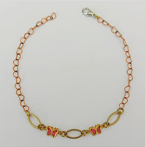 PULSEIRA NO BRUTO PRONTA PARA O BANHO - (CX144) PULSEIRA COM BORBOLETAS SUPER DELICADAS - TAMANHO 18CM - PESO TOTAL 1.9GR - BRU0003522