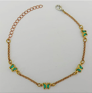 PULSEIRA NO BRUTO PRONTA PARA O BANHO - (CX144) PULSEIRA COM BORBOLETAS SUPER DELICADAS - TAMANHO 18CM - PESO TOTAL 1.9GR - BRU0003523