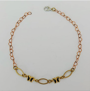 PULSEIRA NO BRUTO PRONTA PARA O BANHO - (CX144) PULSEIRA COM BORBOLETAS SUPER DELICADAS - TAMANHO 18CM - PESO TOTAL 1.9GR - BRU0003534