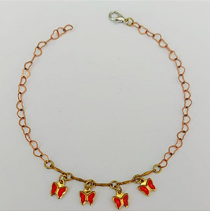 PULSEIRA NO BRUTO PRONTA PARA O BANHO - (CX144) PULSEIRA COM BORBOLETAS SUPER DELICADAS - TAMANHO 18CM - PESO TOTAL 1.9GR - BRU0003535