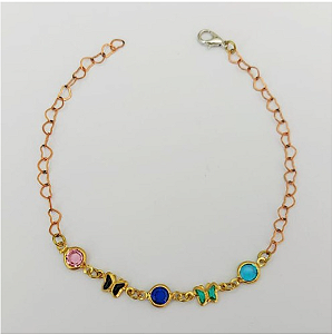 PULSEIRA NO BRUTO PRONTA PARA O BANHO - (CX144) PULSEIRA COM BORBOLETAS SUPER DELICADAS - TAMANHO 18CM - PESO TOTAL 1.9GR - BRU0003538